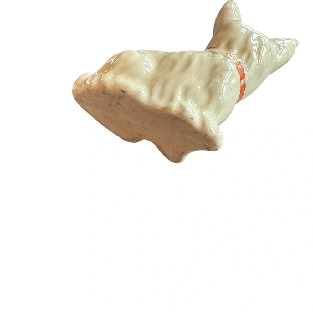 Vintage Ceramic White Scottish Terrier Dog Planter‎